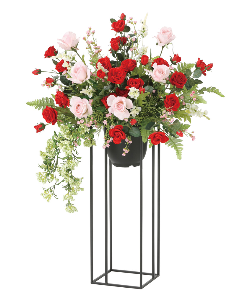 光触媒 人工観葉植物 造花 スカーレットローズスタンド1.0 (高さ100cm)
