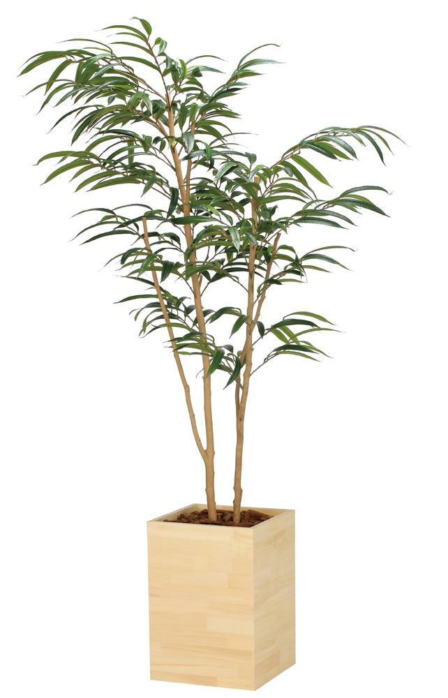光触媒 人工観葉植物 造花 ウッドボックスショウナンゴム1.8 (高さ180cm)