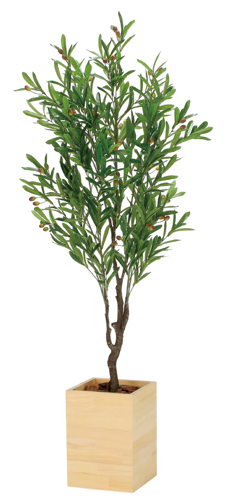 光触媒 人工観葉植物 造花 ウッドボックスオリーブ1.6 (高さ160cm)