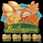 パン boulangerie 看板・ボード用イラストシール (W285×H285mm) 