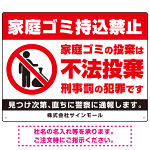 家庭ゴミ持ち込み禁止 不法投棄警告デザイン プレート看板 ゴミを置く人 W600×H450 エコユニボード (SP-SMD572-60x45U)
