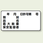 横型標識 年月日許可第 号 種別 等 ボード 300×600 (830-61)