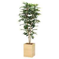 光触媒 人工観葉植物 造花 ウッドボックスベンジャミン1.8 (高さ180cm)
