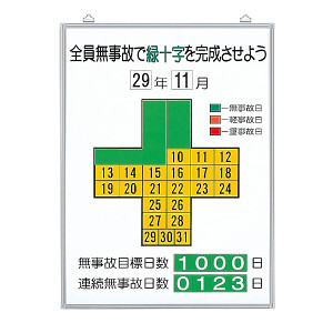 無災害記録表（板・数字板セット） (315-10) - 安全用品・工事看板