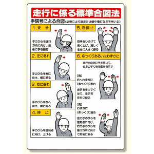 玉掛関係標識 歩行に係る標準合図法 (327-34) - 安全用品・工事看板