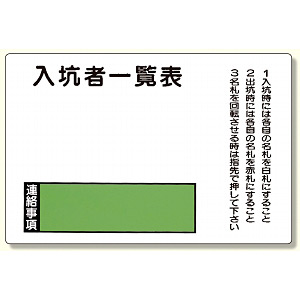 入坑者一覧表の板のみ回転名札板取付ビス付 (393-44) - 安全用品