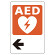 AED誘導用標識 (左矢印) ステッカー 300×200 (831-02A)
