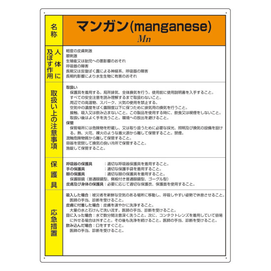 特定化学物質標識 エコユニボード 600×450 マンガン (815-79A) - 安全