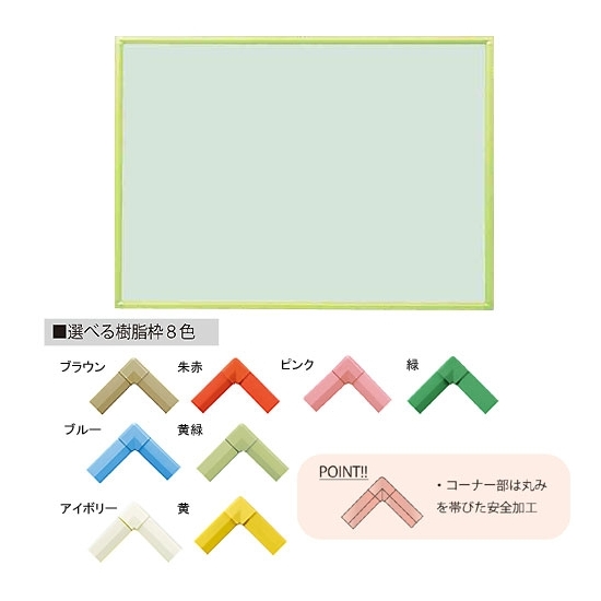 クリーンボード・Bタイプ マーカーボード スチールグリーン W1800×H900 枠色:黄緑 (RBV36-GR-YG)