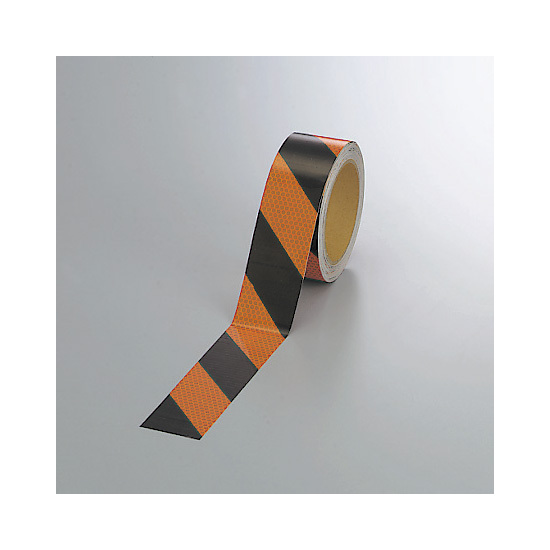 高輝度反射テープ 黒/オレンジ 10m巻 幅:45mm幅 (374-83) - 安全用品