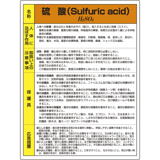 硫酸 特定化学物質標識 600 450 815 13a 安全用品 工事看板通販のサインモール