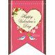 バレンタイン (ピンクベース・ハート) リボン型 ミニフラッグ(遮光・両面印刷) (61000)